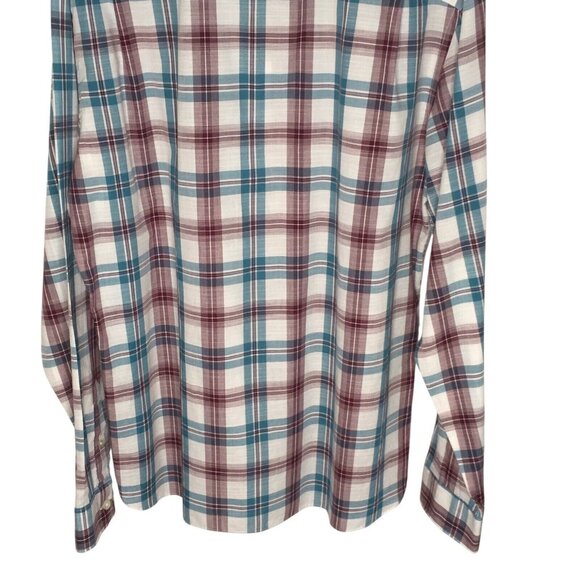 Van Heusen Dress Shirt Men XLT 17-17 1/2 Teal White Plaid Easter Button Down - Picture 6 of 11